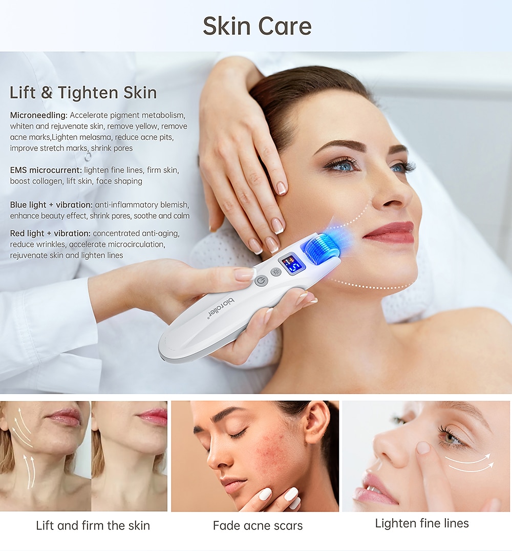 2023 Newest 540pins EMS Derma Roller Micro Current Microneedling Roller with Red Blue Light Therapy and Vibration Bio Roller G5 2024 - $55.99 –P4