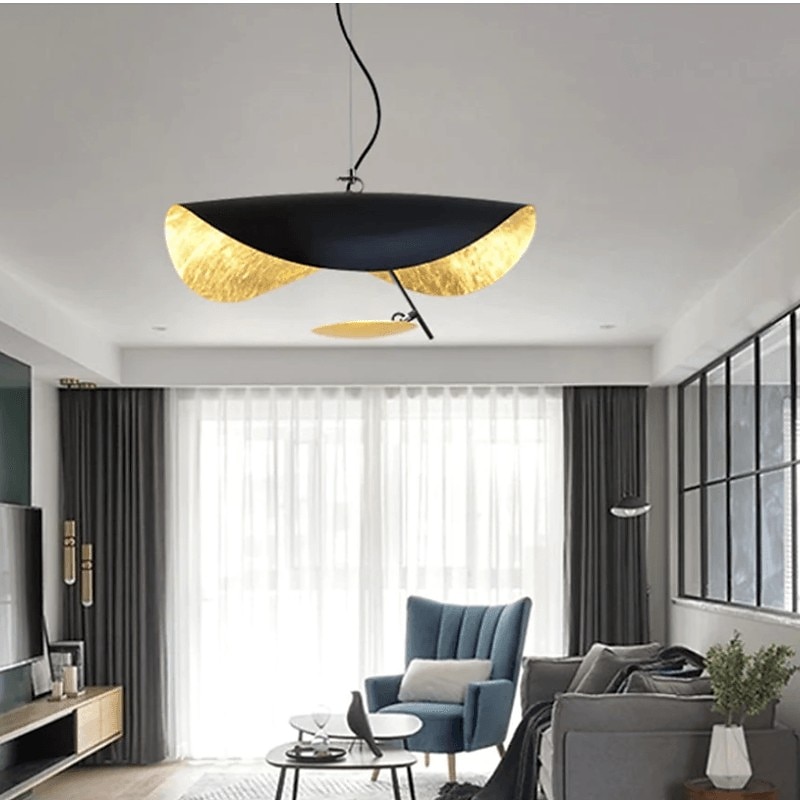 LED Pendant Light Golden Hat Chandelier Bar Model Room Clothing Store Hotel Restaurant Hotel Club Lobby Light,Post-modern Light Luxury Creative Flying Saucer Chandelier 2025 - $349.99 –P9