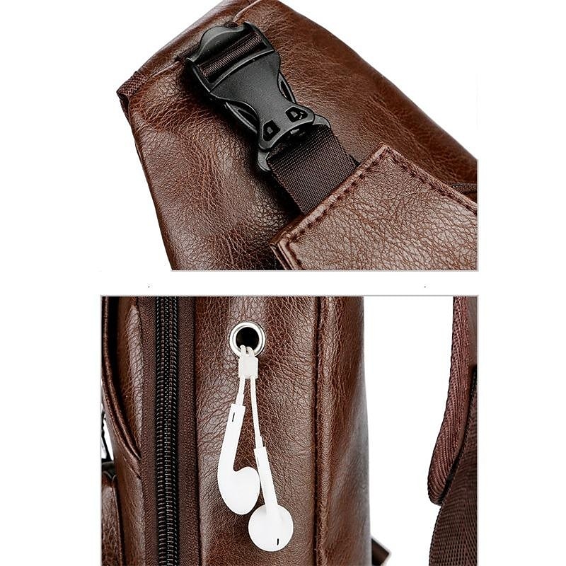 Fashion Men's Casual Crossbody Pouch PU Leather Shoulder Bag Leisure Chest Pack 2025 - $14.99 –P18