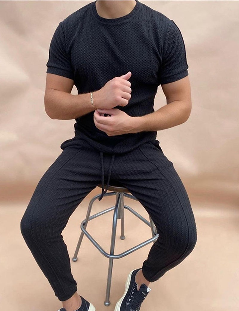 Men's T Shirt Tee Top Short Sleeves Crew Neck Summer Plain Pit Strip Fashion Designer Basic Vacation Street Going out Black White Top Tee for Men 2025 - AU $26.47 –P7
