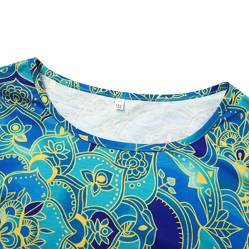 Damska sukienka midi sukienka bawełniana sukienka casual sukienka shift sukienka w kwiaty dekolt zaokrąglony maxi długa sukienka vintage casual codzienna wakacyjna krótki rękaw lato wiosna 2025 - $28.99 –P6