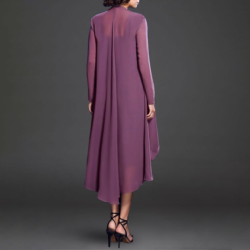Paarse Sjaal  Wrap Moeder's Bruiloft Gast Wrap Pure Elegante Lange Mouw Chiffon Bruiloft Wraps Met Pure Kleur Voor Feestavond Lente  Zomer jurk om indruk te maken 2025 - $37.99 –P2