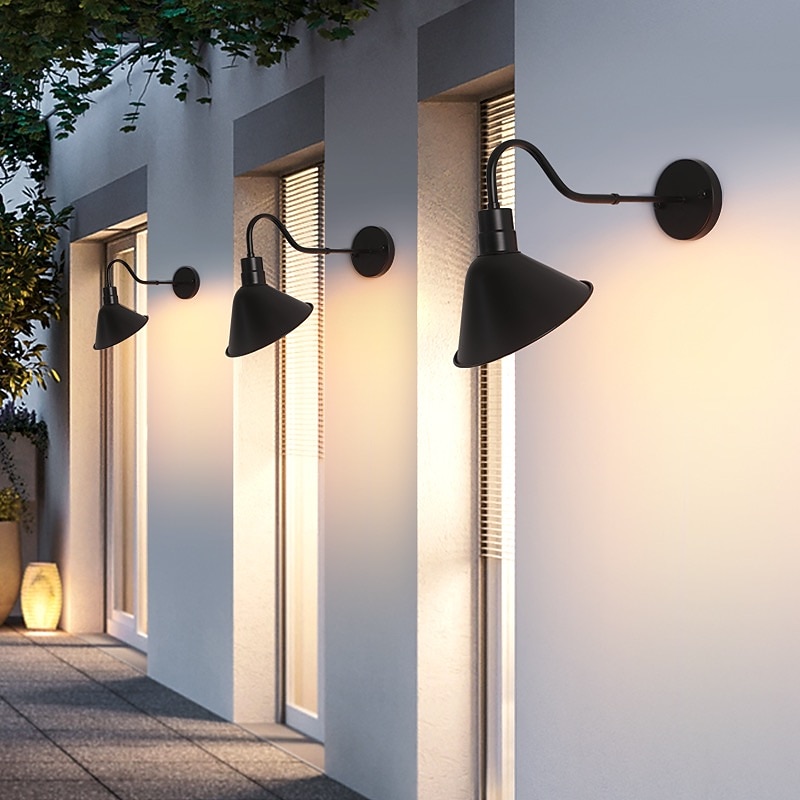 Candelabro de parede de pescoço de ganso de luz de celeiro externo/interno ip65 à prova d'água montagem em parede de fazenda vintage luminária exterior preto fosco para varanda frontal, casa, garagem, de 2025 por $165.99 –P2
