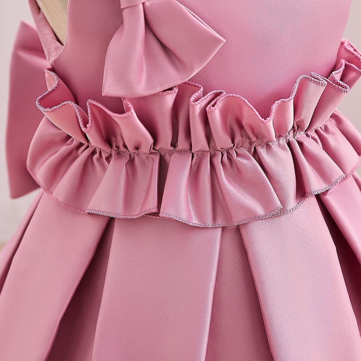 Batole Dívčí Šaty na párty Pevná barva Bez rukávů Výkon Svatební Kravatový uzel Roztomilý Princeznovské Polyester Midi Šaty na párty Léto Jaro 3-7 let Světlá růžová Rubínově červená Trávová zelená 2025 - $34.99 –P5