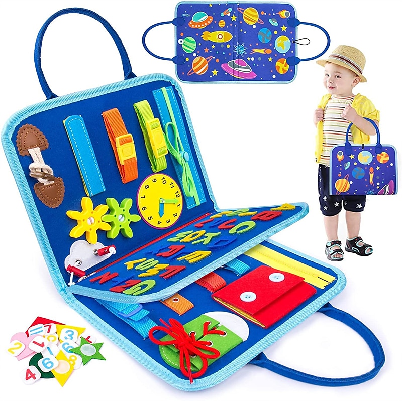 Juguetes Montessori tablero de labores de fieltro bolsa rompecabezas de educación temprana tablero de aprendizaje capacitación Montessori para niños pequeños Materiales de enseñanza Regalo de Navidad 2026 - $37.99 –P12