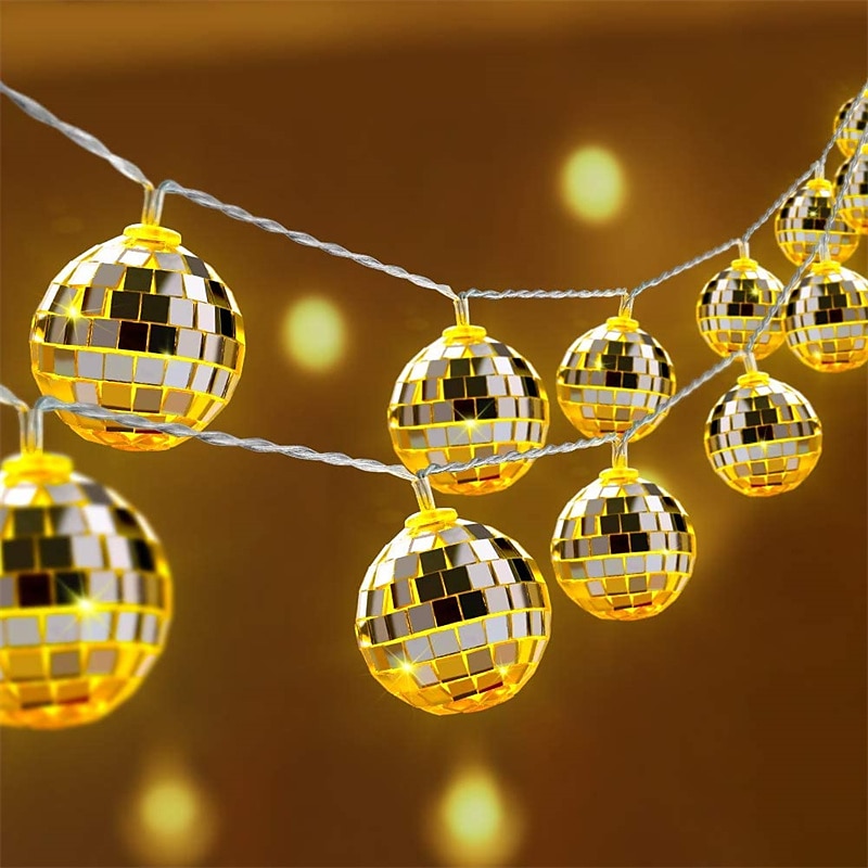 2025年 ディスコボールミラー LED パーティーライトストリングクリスマスランタン休日の壁窓木の装飾屋内屋外パティオパーティー庭庭子供寝室リビング 1.5 メートル/3 メートル 10led/20led コレクション – $14.99 –P3