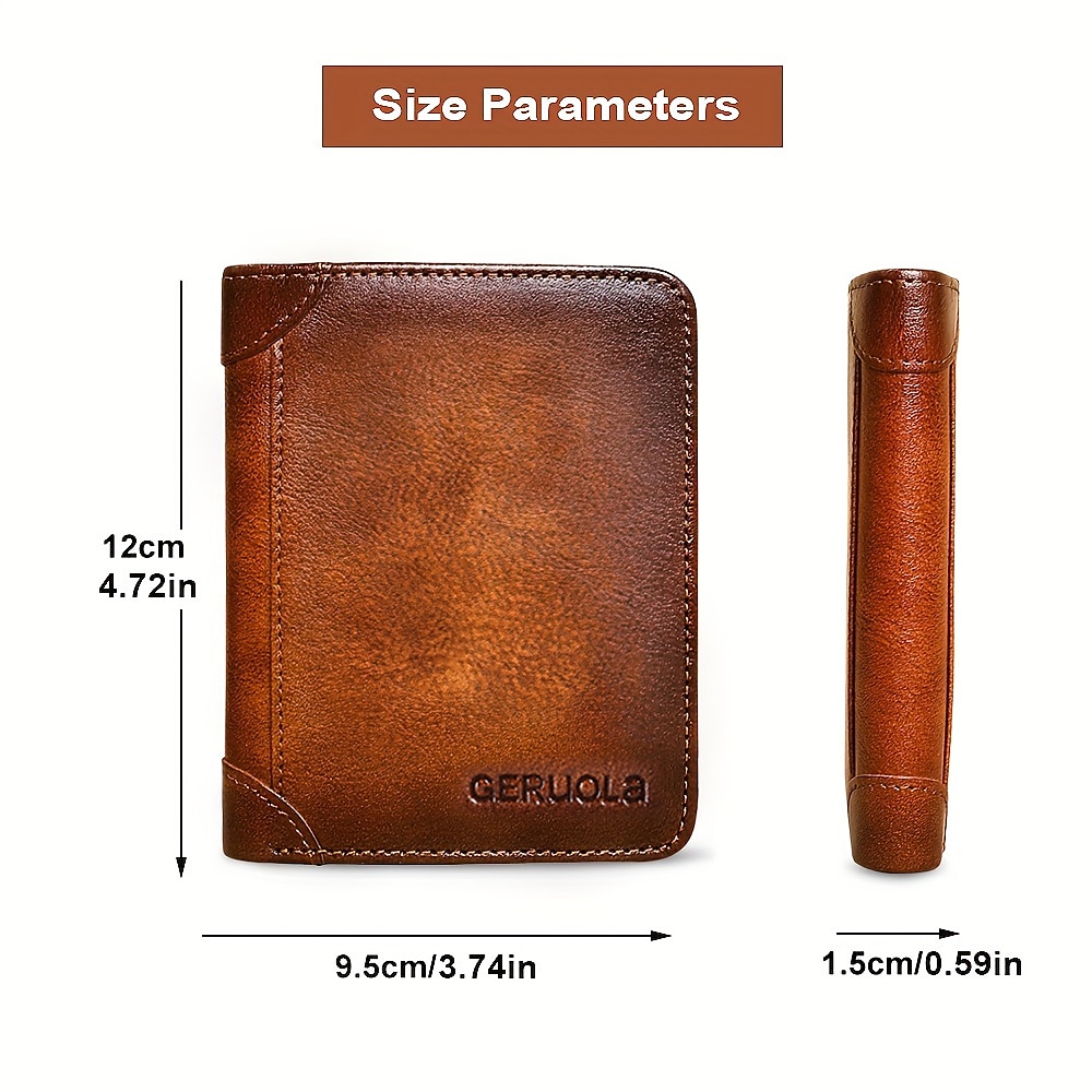 Cartera de piel de vaca con bloqueo RFID de gran capacidad para hombre: tarjetero de identificación plegable con protección de seguridad 2025 - $16.99 -P11