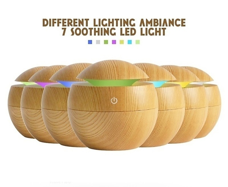 etherische oliediffuser met aroma usb ultrasone luchtbevochtiger voor thuis aromadiffuser stoomdiffuser 7-kleuren led-licht 130 ml kantoor 2025 - $19.99 –P11