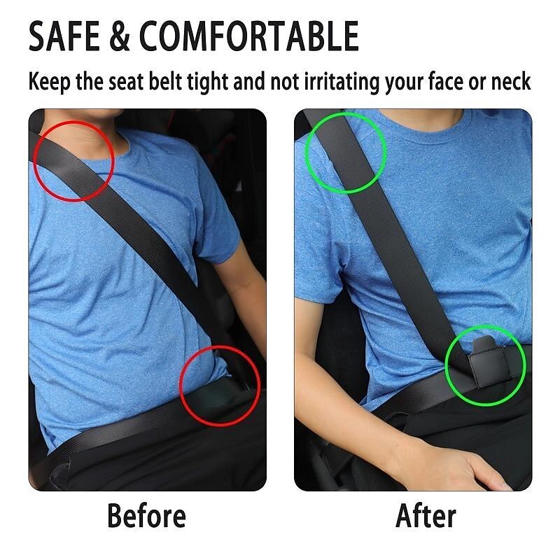 2Pcs Car Seat Seat Belt Adjuster Velcro PU Leather Seat Belt For Children Pregnant Women With Limiter Fixed Clip Anti-stretching Neck Belly 2025 - $11.99 –P3