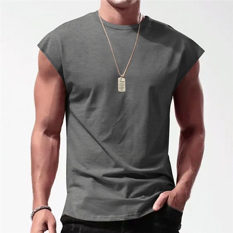 Herr Linne Undertröjor Ärmlös tröja Ärmlös Rund hals Sommar Slät Mode Designer Muskel Utomhus Utekväll Gym Svart Vit Rubinrött Topp t-shirt för män 2025 - $15.99 –P1