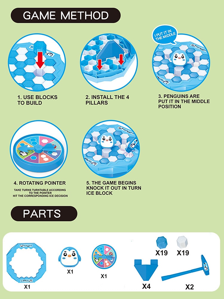 2025年 インタラクティブなペンギンアイスパウンドテーブルゲーム - 氷ブロックの壁を打ち破ってペンギンを救おう！  コレクション – $12.49 –P6