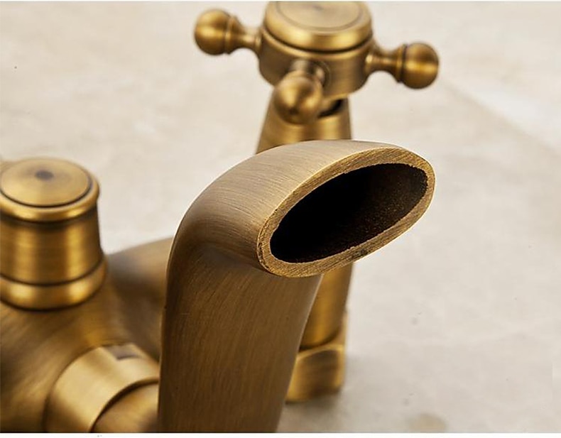 Traditional Shower System Faucet Set with Bathtub Spout with Heldhand Handshower Spray, Vintage Brass Dual Spout Wall Mounted Ceramic Mixer Valve 2025 - $145.99 –P5