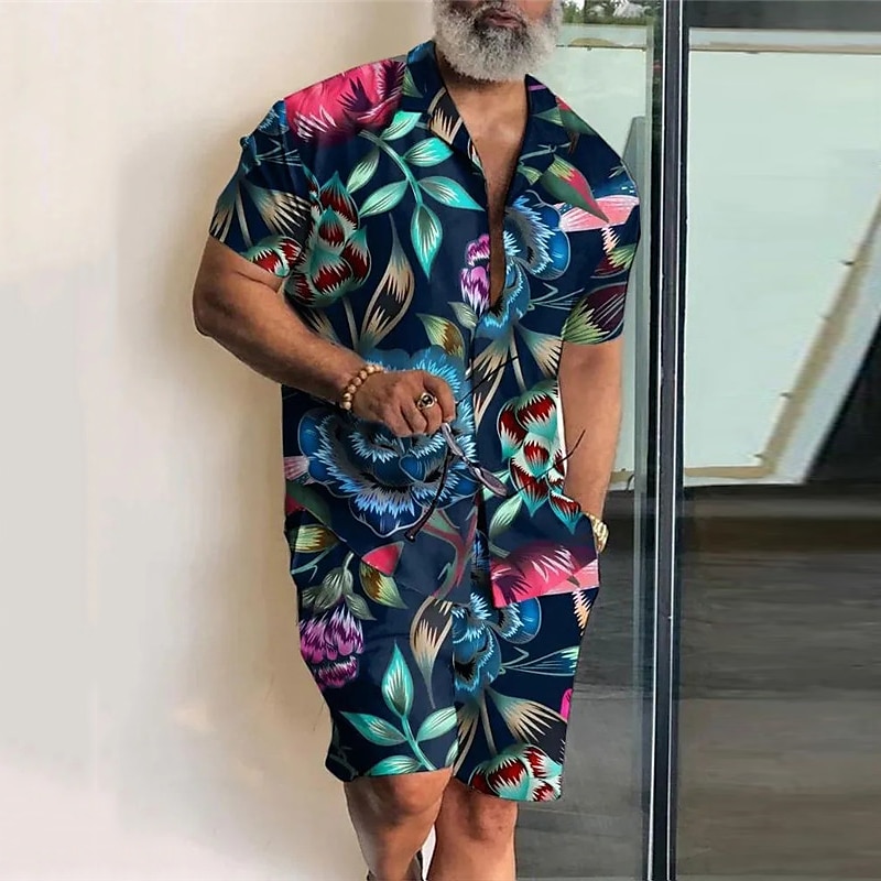 Per uomo Floreale Stampe Grafiche Foglie Set di camicie Camicia Set Camicia Camicia hawaiana estiva Maniche Corte Colletto cubano Moda Streetwear Designer All'aperto Streetwear Casuale Stampato del 2025 a $31.99 –P1