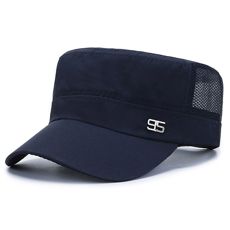 Men's Military Cap Cadet Hat Black Deep Blue Polyester Travel Beach Outdoor Vacation Plain Adjustable Sunscreen Breathable 2025 - $16.49 –P9