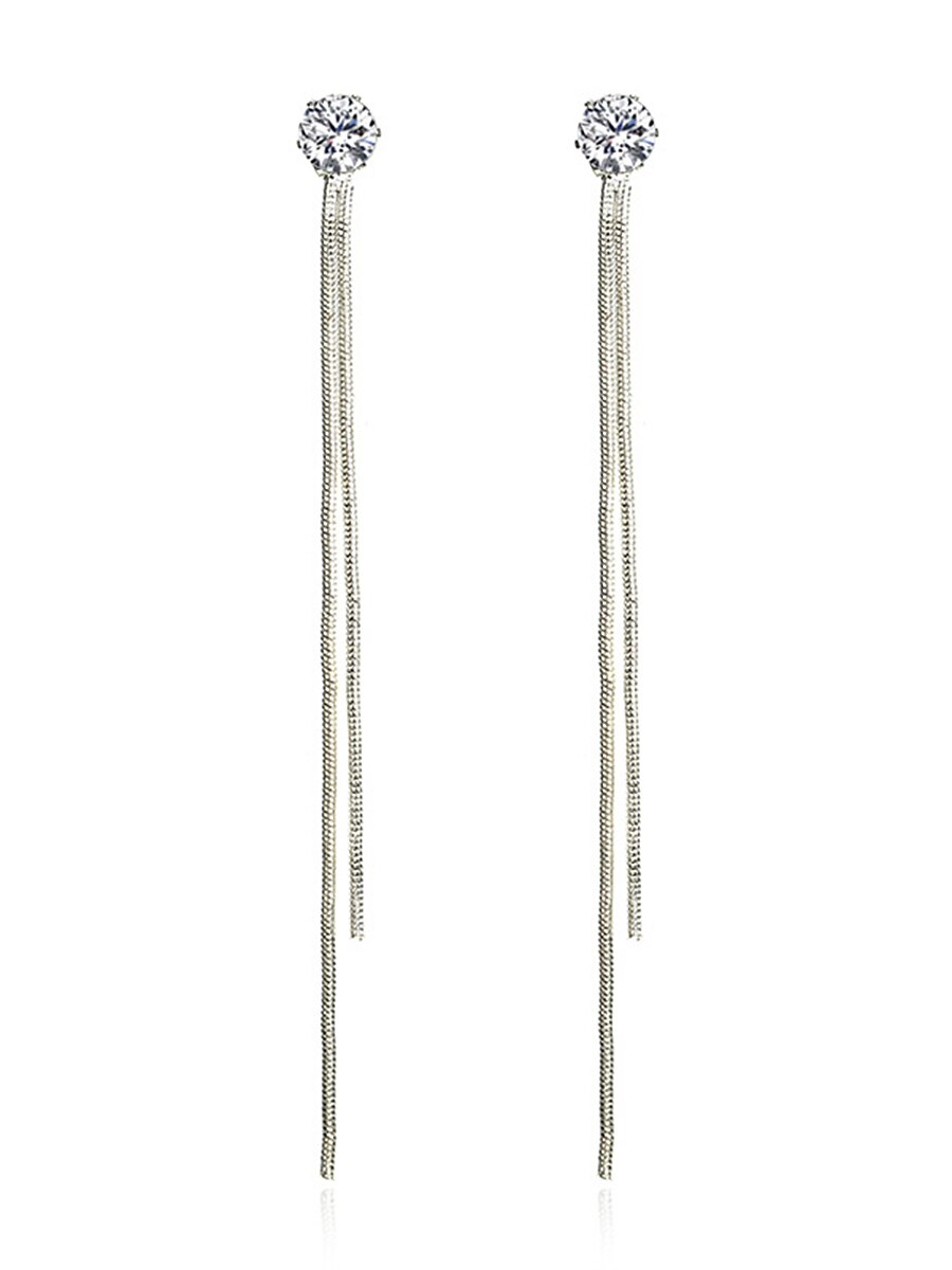 kvinners øredobber mote zirconia lang dusk polygonal diamant stud øredobber til valentinsdag, morsdag gave 2025 - $7.49 –P2