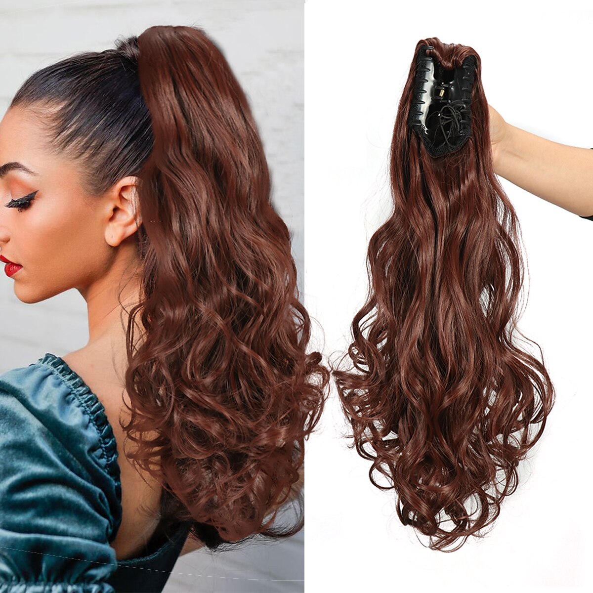 Gancio Code Classico / sintetico / Facile da indossare Capelli sintetici Pezzo di capelli Estensione capelli Ondulato / Onda naturale 22 pollici Festa / Serata / Da tutti i giorni / Da mare del 2025 a $14.49 –P4