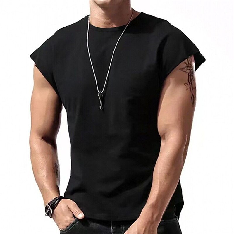 Herr Linne Undertröjor Ärmlös tröja Ärmlös Rund hals Sommar Slät Mode Designer Muskel Utomhus Utekväll Gym Svart Vit Rubinrött Topp t-shirt för män 2025 - $15.99 –P5