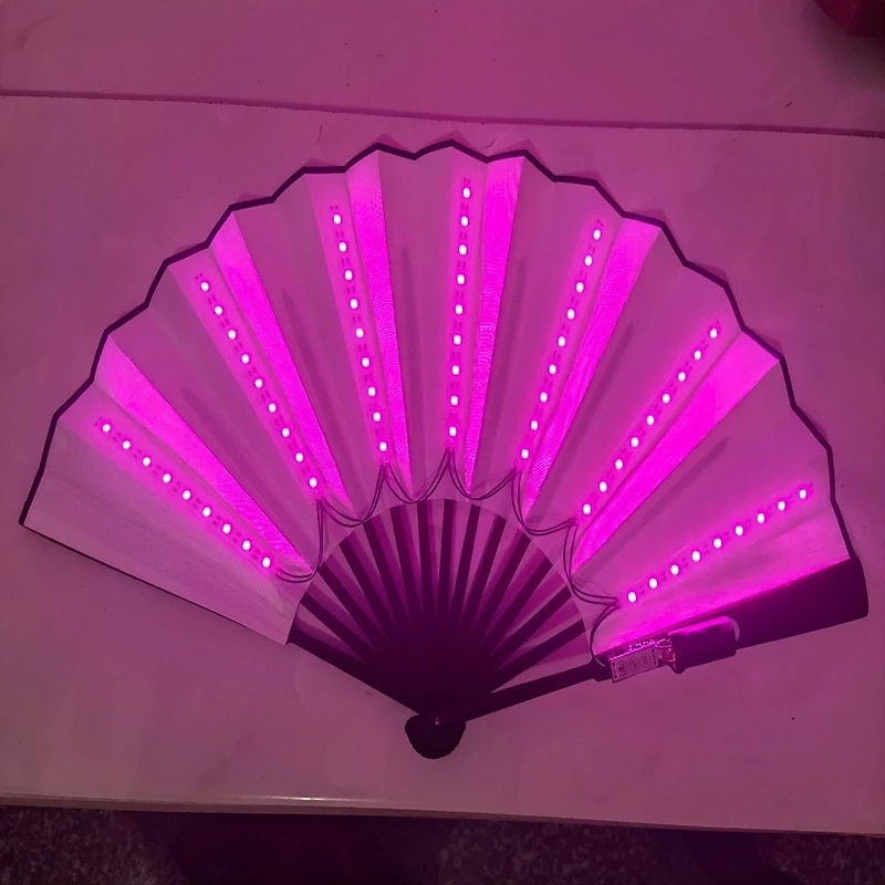 glöd fällbar led fläkt dansljus nattshow dj fluorescerande bar nattklubb fest presenter halloween dekoration färg växlande fläkt 2025 - $19.99 –P2