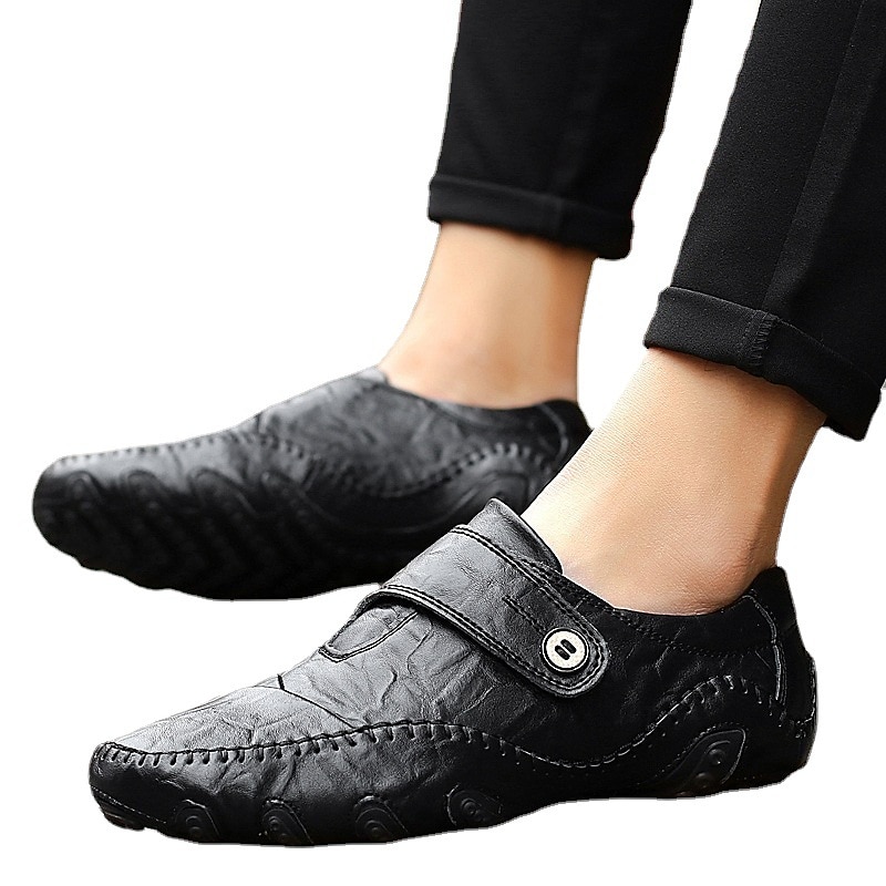 Herren-Loafer aus Kunstleder zum Hineinschlüpfen mit rutschfester Sohle, handgenähte Mokassins für Spaziergänge im Freien, Reisen und den Alltag 2025 - $42.99 –P7