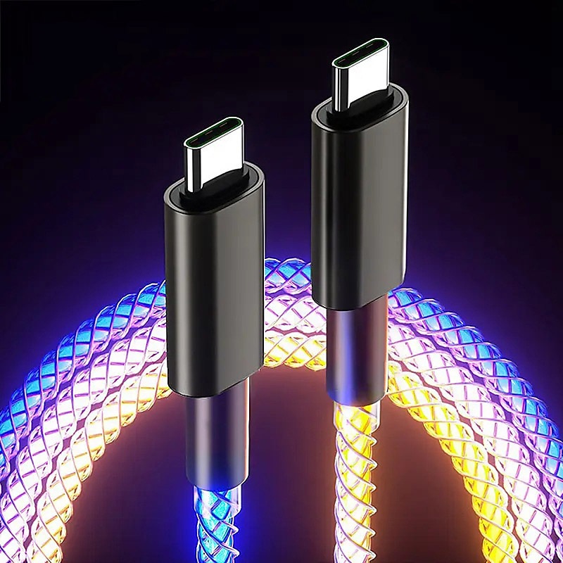 snabbladdning rgb kabel 100w andningsljus 66w typ c usb c datakabel för iphone samsung android micro 30w snabbladdningskabel 2025 - $11.99 –P7