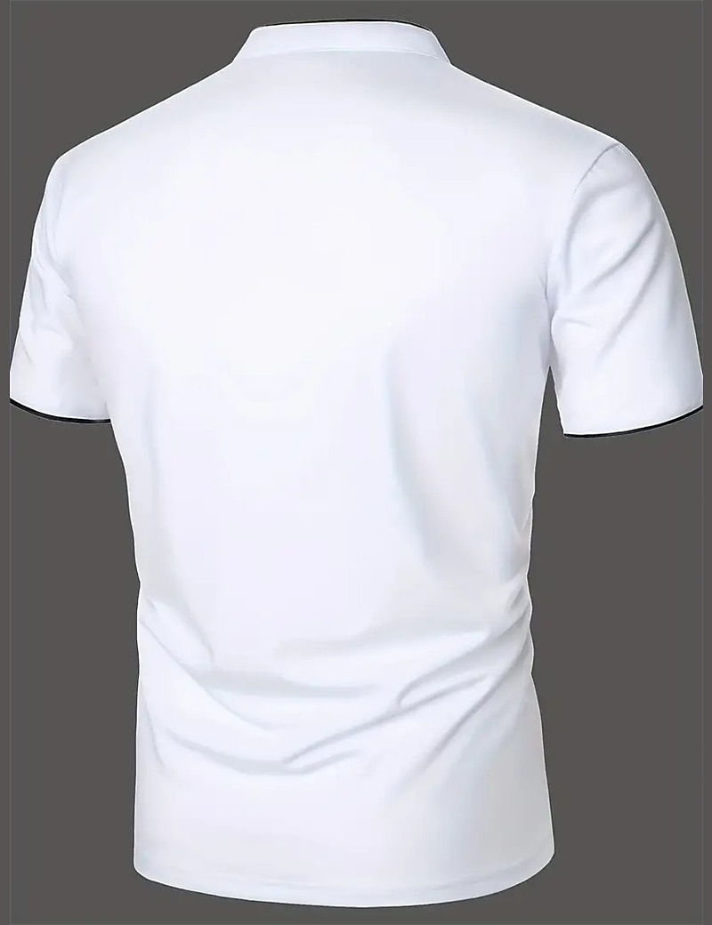 Men's Cotton Blend Polo Shirt Golf Shirt Street Casual Stand Collar Banded Collar Short Sleeve Fashion Basic Plain Classic Summer Regular Fit Navy Black White Red Cotton Blend Polo Shirt 2025 - $20.99 –P4