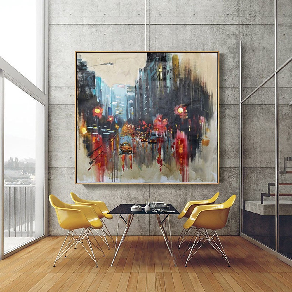 Handgefertigtes, handgemaltes Ölgemälde, Wandgemälde „Regentage“, originaler Regen, urbane Kunst, Regenschirmkunst, Ölgemälde, abstraktes Kunstwerk, Dekor, gerollte Leinwand, kein Rahmen, ungedehnt 2025 - $77.99 –P3
