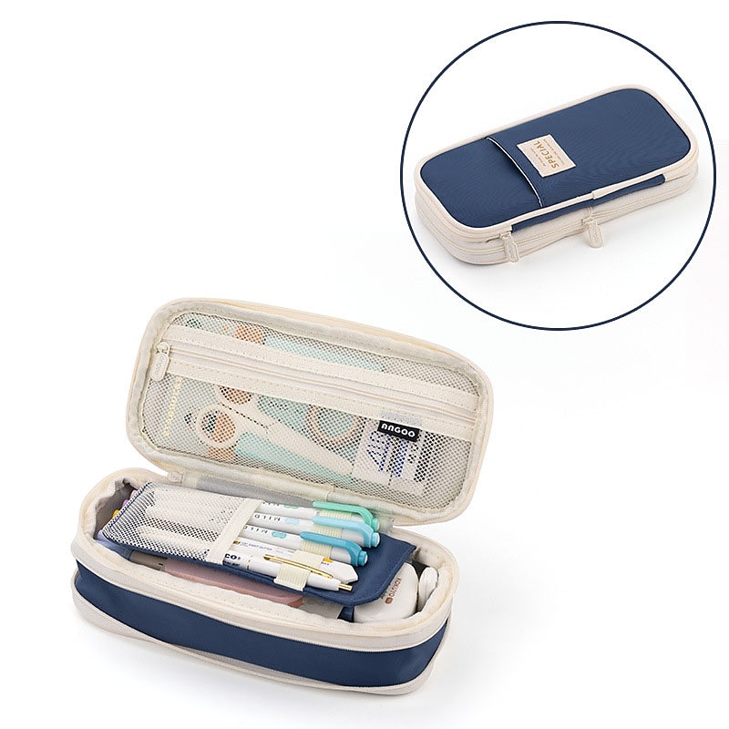 Multifunctional Cosmetic Bag Macaroon Big Capacity Double-layer Canvas Pencil Case Travel Storage Pouch School Supplies, Back to School Gift 2025 - $20.99 –P13