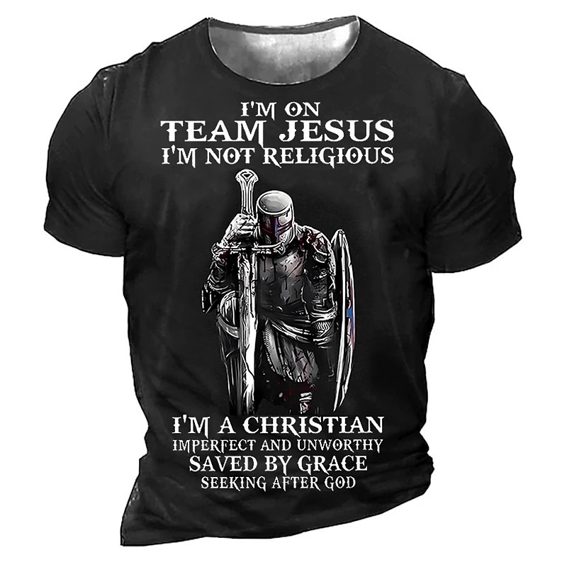 Hombre Unisexo León Estampados Cruz Camisa Camiseta Tee Manga Corta Camiseta Impresión 3D Escote Redondo Camisa Design Básico Grande y alto Casual Diario Negro / Gris Oro + Negro Negro Verano Ropa 2025 - $17.99 –P7
