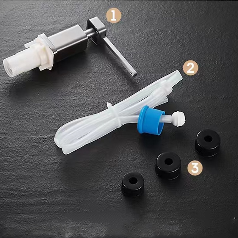 2026年 ソープディスペンサー ステンレススチール、カウンター下延長チューブキット付き、キッチンカウンタートップ内蔵シンクソープディスペンサー、17オンスボトル付き、ほとんどの石鹸容器22/26/28mmに適合します。  コレクション – $56.99 –P1