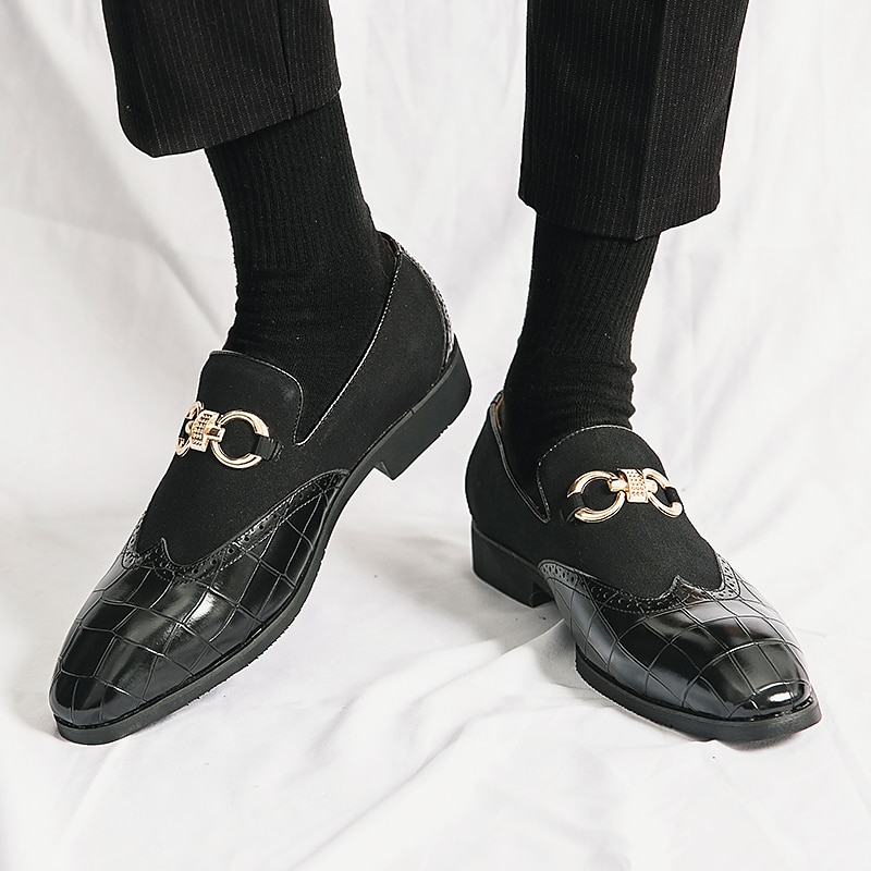 gröna loafers i konstläder för män med krokodilmönster och guldspänne - snygga högtidsskor för kontor, affärs- och fritidskläder 2025 - $46.99 –P12