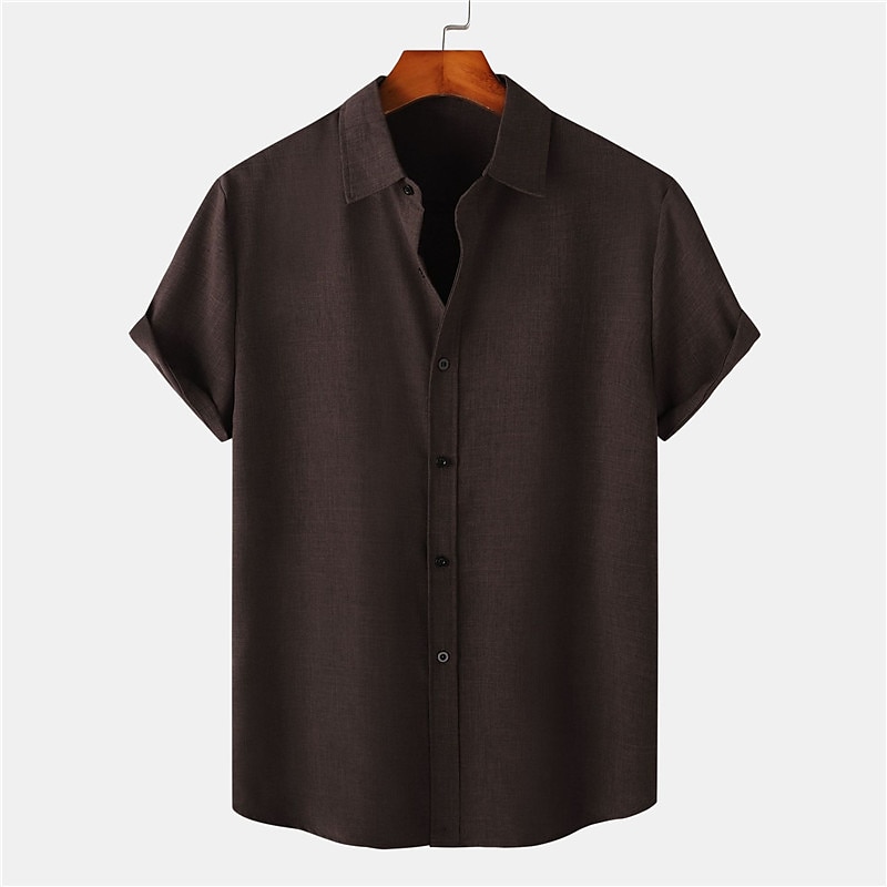 Per uomo Camicia Camicia di lino Camicia in cotone e lino Camicia Estiva Camicia casual Camicia da Spiaggia Semplice Vacanza Casuale Nero Rosa Verde scuro Viola chiaro Manica Corta Bavero Estate del 2025 a $38.99 –P9