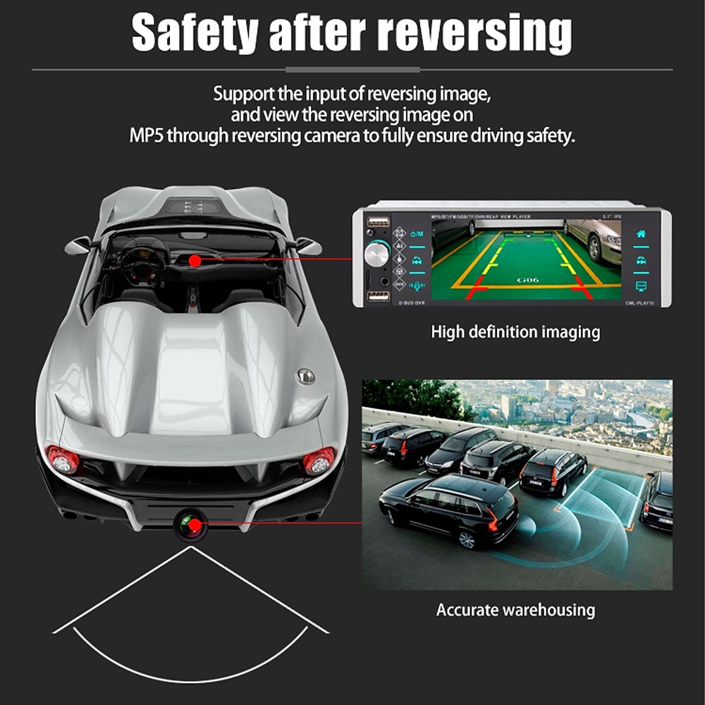 5.1'' IPS Capacitive HD Touch Screen Intelligent Voice 1din Car MP5 Player Bluetooth 4.2 Autoradio Support FM AM RDS Microphone DVR 4USB Bluetooth CAM(optional) 2025 - $93.99 –P4