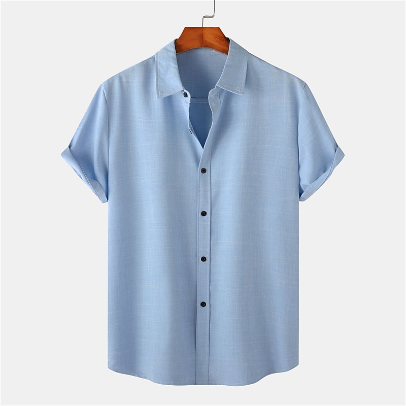 Per uomo Camicia Camicia di lino Camicia in cotone e lino Camicia Estiva Camicia casual Camicia da Spiaggia Semplice Vacanza Casuale Nero Rosa Verde scuro Viola chiaro Manica Corta Bavero Estate del 2025 a $38.99 –P11