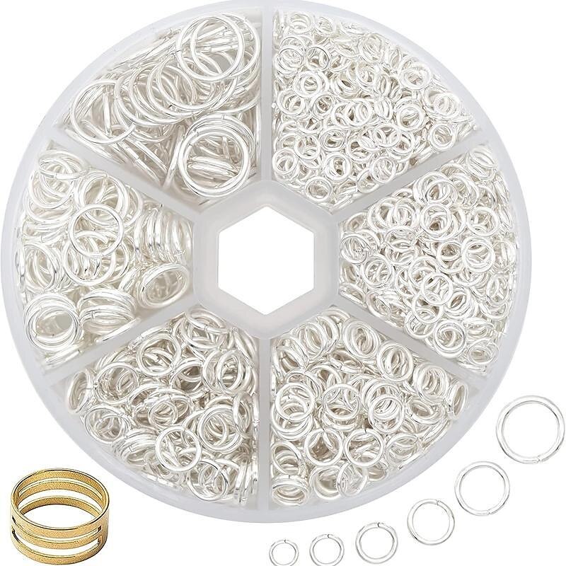 1010 Biegeringe, Biegeringe zur Schmuckherstellung, 6 Größen, geteilter Ring mit 1 Biegering-Öffnungs-/Schließwerkzeug für die Schmuckherstellung oder Reparatur von Halsketten, Ohrringen, Armbändern 2025 - $10.99 –P1