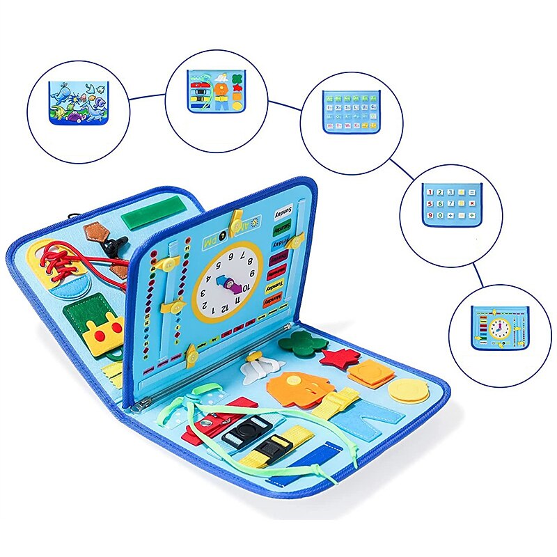 Juguetes Montessori tablero de labores de fieltro bolsa rompecabezas de educación temprana tablero de aprendizaje capacitación Montessori para niños pequeños Materiales de enseñanza Regalo de Navidad 2026 - $37.99 –P6