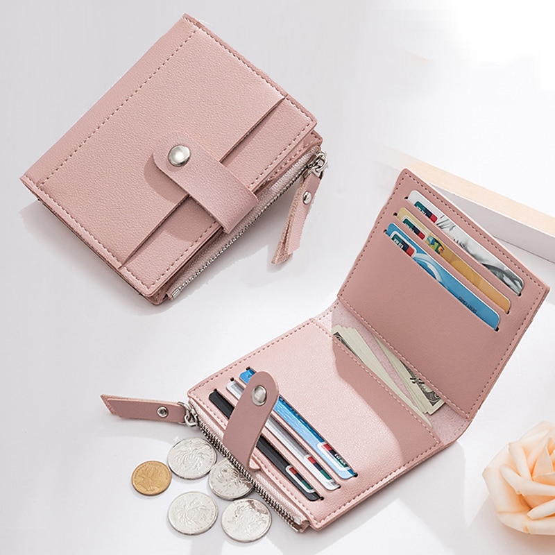 Femmes Portefeuille Porte-Cartes de Crédit faux cuir Quotidien Fête Fermeture éclair Grande capacité Imperméable Léger Couleur Unie Noir Rose Claire Rouge clair de 2026 ? $9.99 –P4