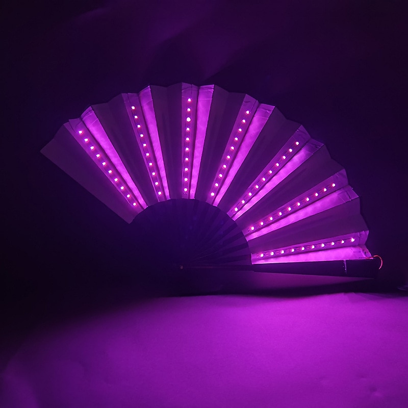 glöd fällbar led fläkt dansljus nattshow dj fluorescerande bar nattklubb fest presenter halloween dekoration färg växlande fläkt 2025 - $19.99 –P7