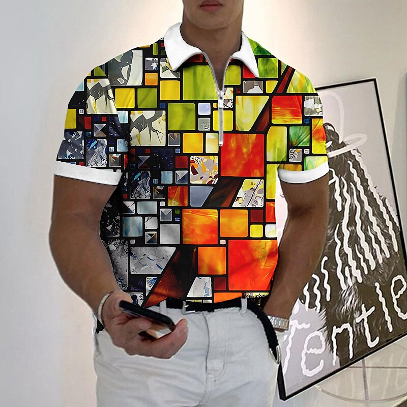 Męskie Graficzny Koszulki polo z zamkiem błyskawicznym Koszula golfowa Krótki rękaw Koszulki polo Koszule z kołnierzykiem Codzienny Ubrania wakacyjne Ubrania Rave Stroje na imprezę Druk 3D Polo z 2025 - $22.99 -P1