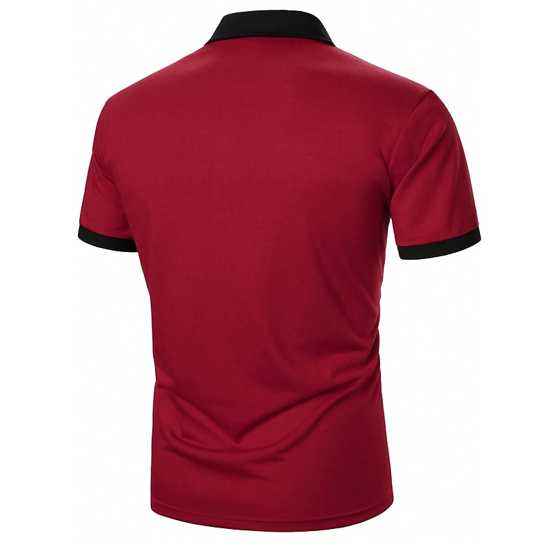 Ανδρικά Zip Polo Φανέλα POLO Causal Αργίες Πέτο Τρίμηνο φερμουάρ Κοντομάνικο Μοντέρνα Βασικό Συνδυασμός Χρωμάτων Τρίμηνο φερμουάρ Καλοκαίρι Κανονικό Μαύρο Ρουμπίνι Καφέ Μαύρο Ανοικτό Zip Polo 2026 - $20.99 –P11