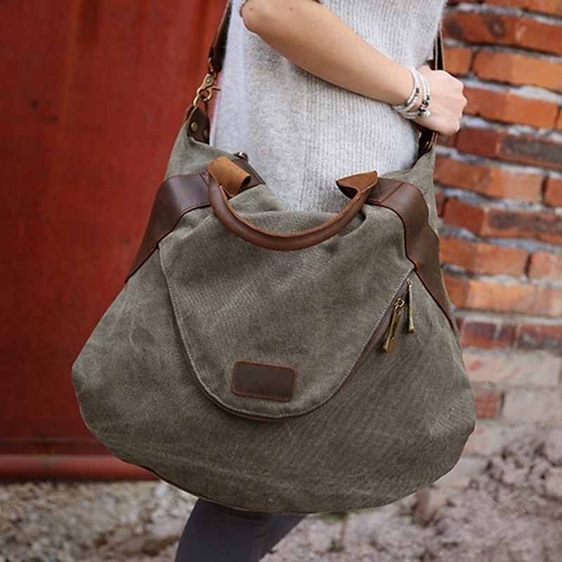 New Large Canvas Tote Bag Casual Daily Cross-Body Hobo Handbags