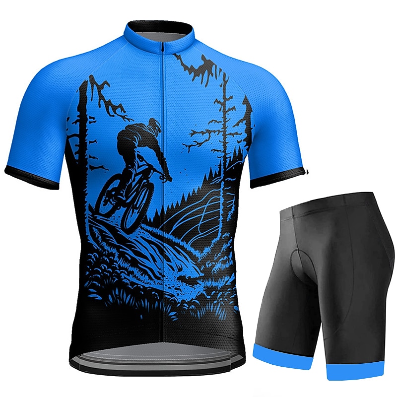 Herren Radtrikot mit Radhose kurz Trägern fahrradbekleidung Kurzarm MTB Mountain Rennrad Orange Grün Fahhrad Sportkleidung 3D-Pad Schnelltrocknend Reflexstreiffen Tasche auf der Rückseite Polyester 2025 - $43.99 –P2