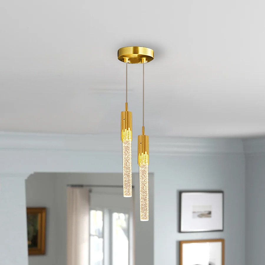 lampada a sospensione a led dimmerabile 1/2/4/5/8 testa lampada moderna in cristallo per isola da cucina, illuminazione a sospensione regolabile per isola cucina, lampadario a led in oro nero per sala del 2025 a $490.49 –P11