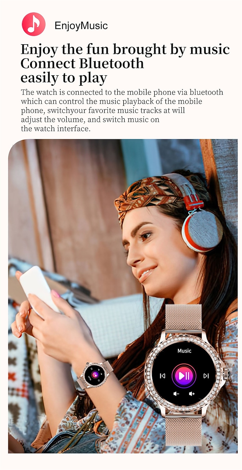 2026年 696 NX19 スマートウォッチ 1.3 インチ スマート·ウォッチ ブルートゥース 歩数計 着信通知 睡眠サイクル計測器 と互換性があります Android iOS 女性 ハンドフリーコール メッセージ受信通知 カスタムダイヤル IP68 43mmウォッチケース  コレクション – $65.99 –P8