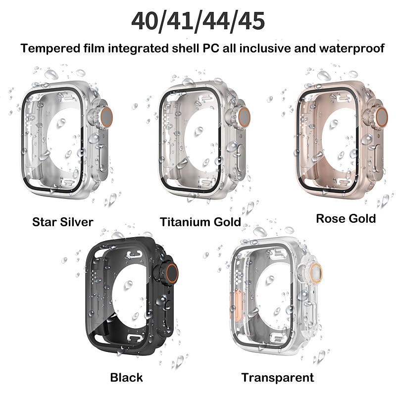 Watch Case Compatible with Apple Watch Series 8 7 41mm 45mm / Series 6 5 4 SE 40mm 44mm / Series 3 2 1 38mm 42mm Scratch Resistant All Around Protective HD Clear Tempered Glass / PC Watch Cover 2025 - $15.99 –P1