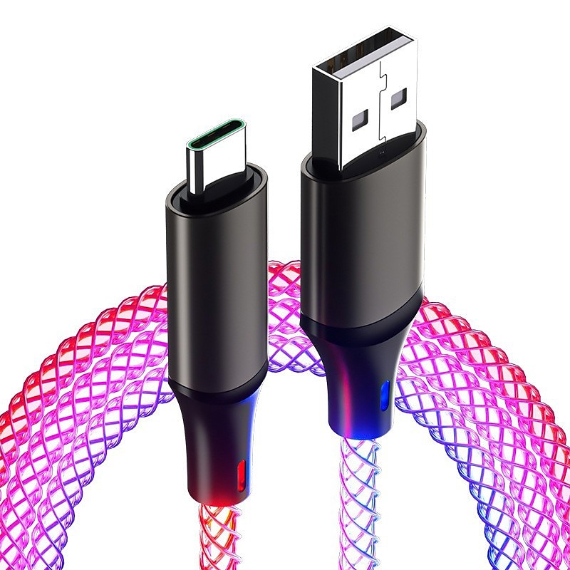 snabbladdning rgb kabel 100w andningsljus 66w typ c usb c datakabel för iphone samsung android micro 30w snabbladdningskabel 2025 - $11.99 –P5