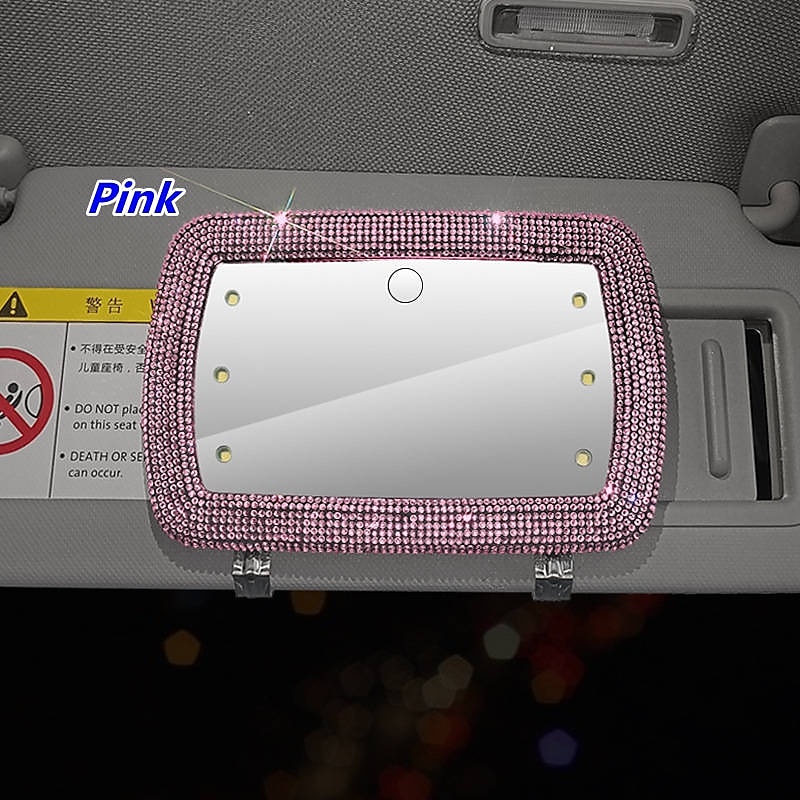 1x Pink Car Clip On Sun Visor Makeup Vanity Mirror Sun-shading