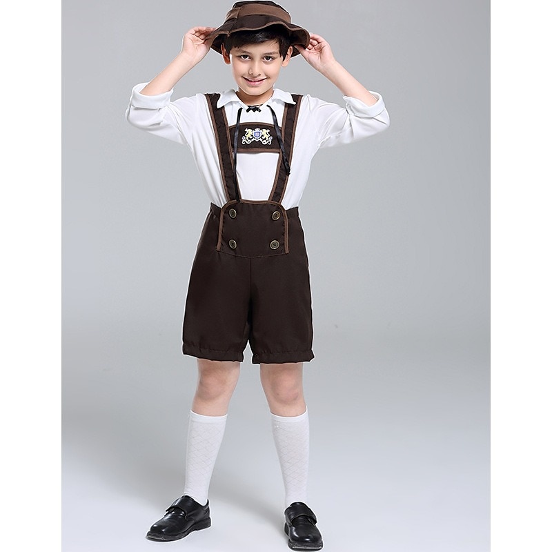 Oktoberfest Pusero / hame nahkahousuista Oktoberfest / Olut baijerilainen baijerilainen Wiesn Perinteinen Tyyli Niityt Poikien Perinteinen tyyli kangas Toppi Shortsit Hattu 2025 - $37.99 –P2