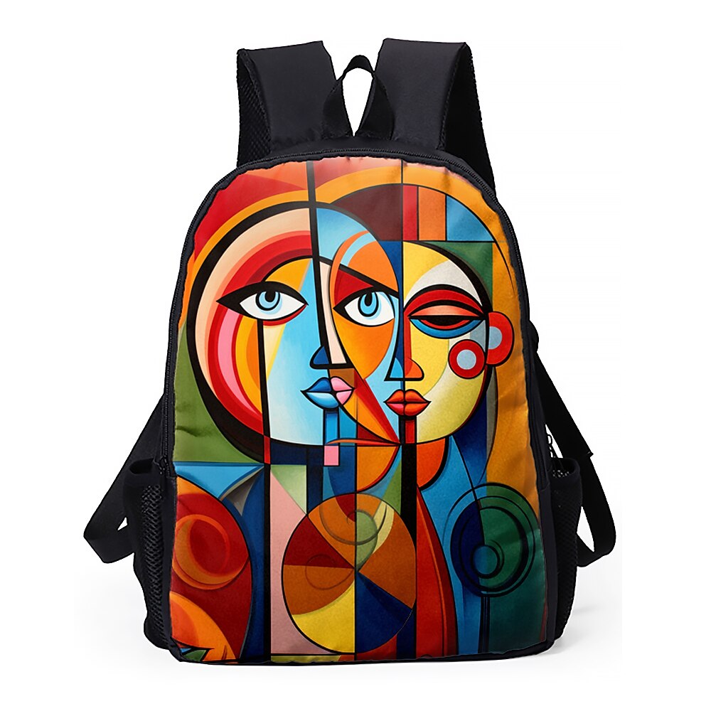 Sac à dos abstrait avec portrait féminin pour adolescentes – Sac d'école coloré avec imprimé artistique et grande capacité pour les filles élégantes de 2025 ? $26.99 –P14