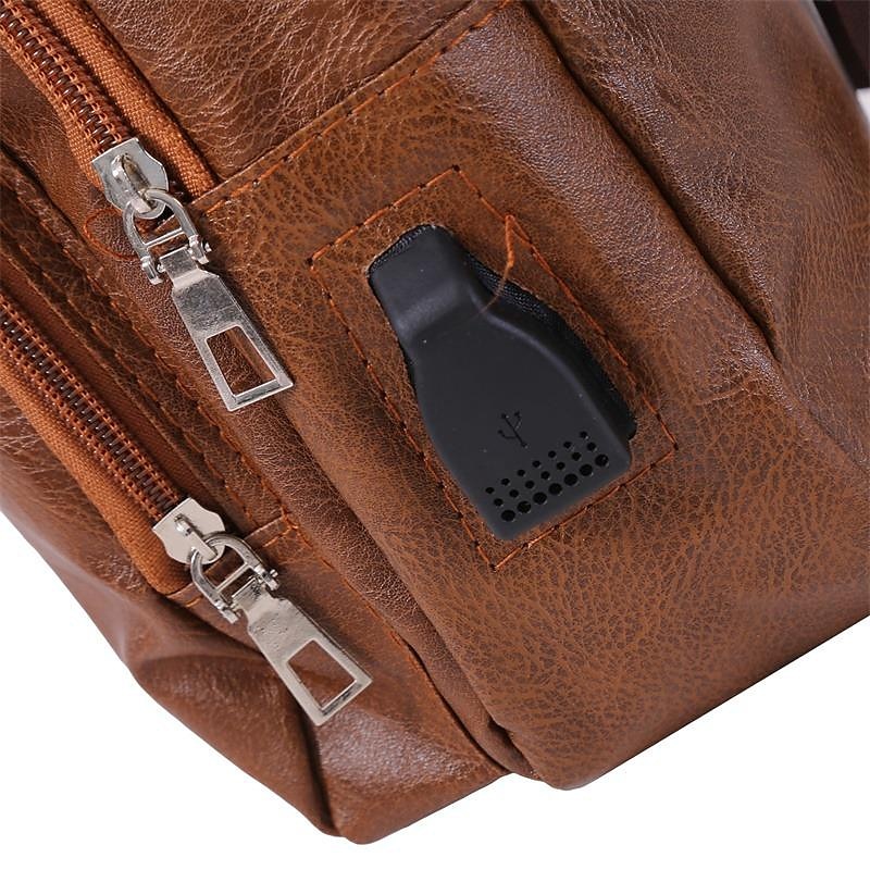 Fashion Men's Casual Crossbody Pouch PU Leather Shoulder Bag Leisure Chest Pack 2025 - $14.99 –P19