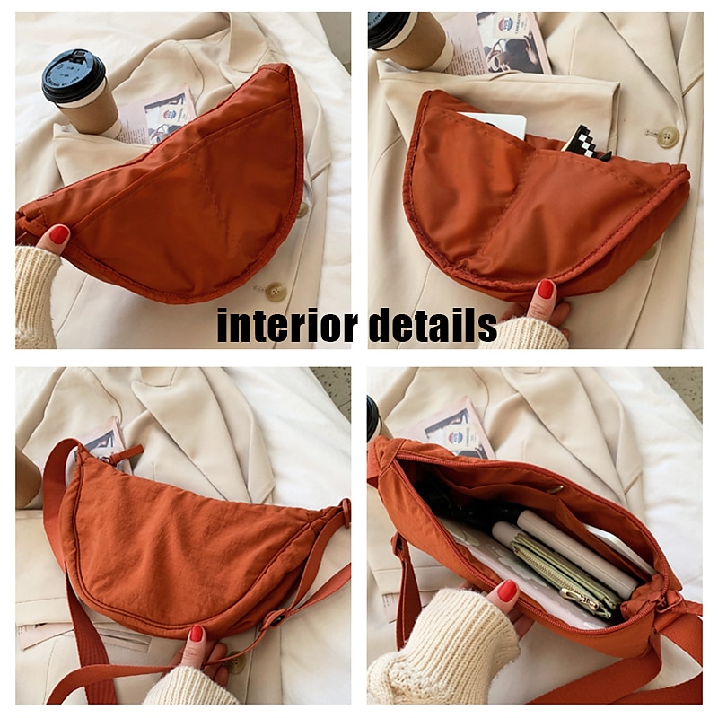 Women's Crossbody Bag Shoulder Bag Hobo Bag Nylon Daily Holiday Zipper Large Capacity Lightweight Durable Solid Color claret Lake blue Lemon Yellow 2025 - $18.99 –P9